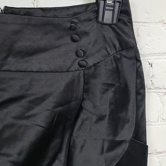 Miss Me MM Couture Black Satin Ruffle Mini Skirt Small Formal Straight Pencil - Picture 5 of 9